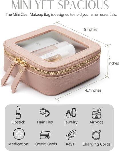 Clear Makeup Bag Travel Cosmetic Case Transparent Toiletry Bag with Zipper, Portable Make Up Organizer Traveling Compact Car Bag for Essentials, Sage Green, Medium
