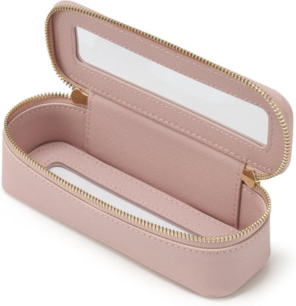 Clear Makeup Bag Travel Cosmetic Case Transparent Toiletry Bag with Zipper, Portable Make Up Organizer Traveling Compact Car Bag for Essentials, Sage Green, Medium