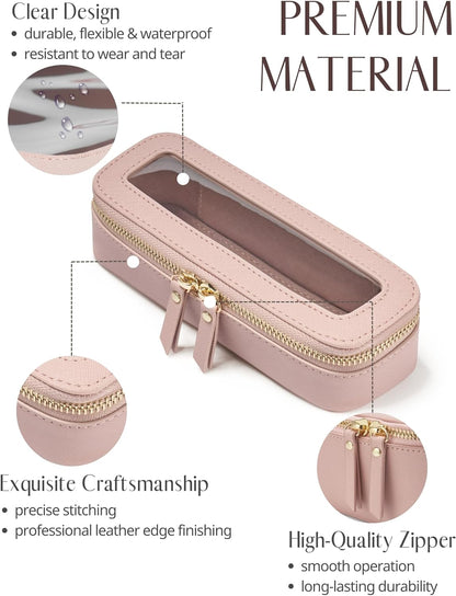 Clear Makeup Bag Travel Cosmetic Case Transparent Toiletry Bag with Zipper, Portable Make Up Organizer Traveling Compact Car Bag for Essentials, Sage Green, Medium