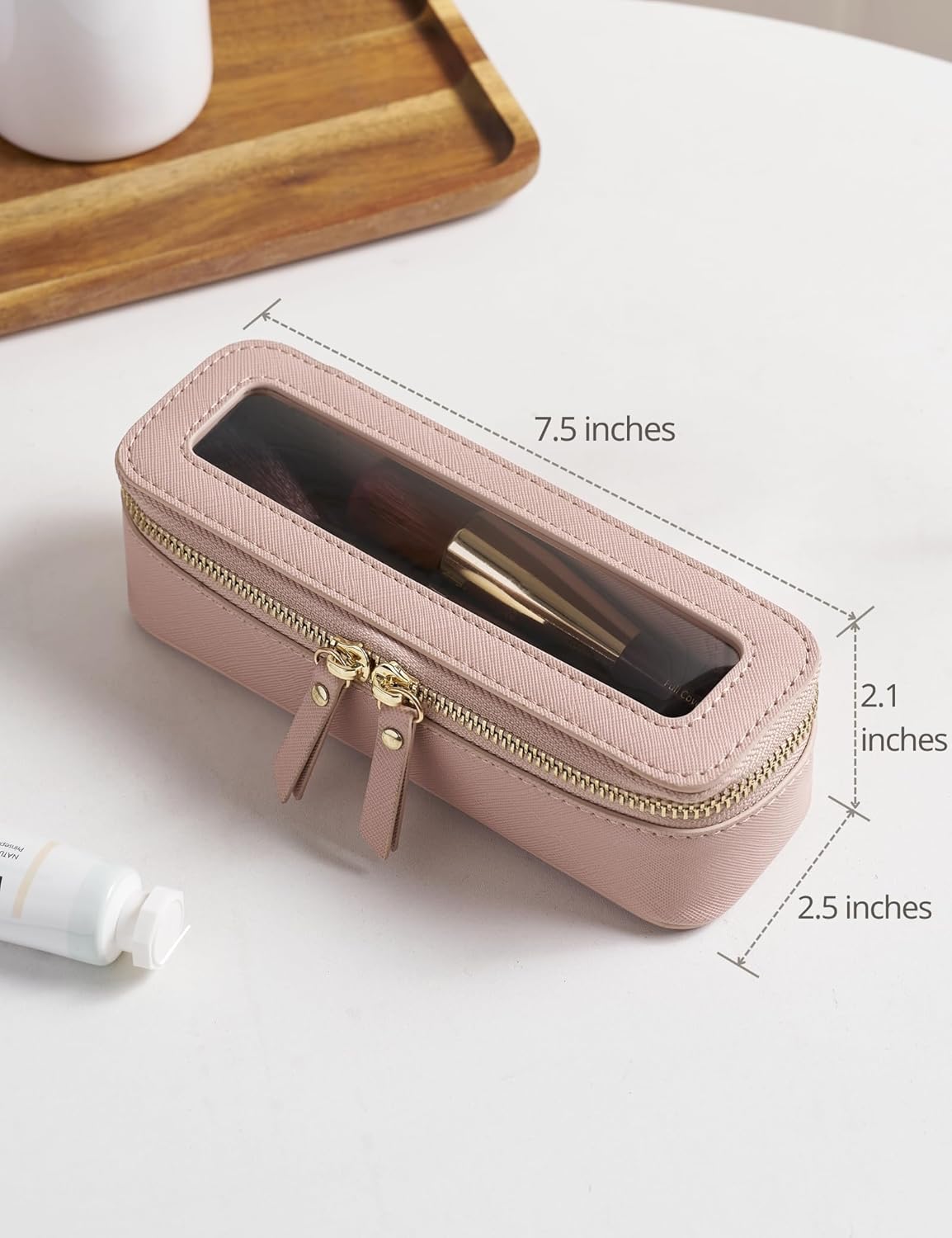 Clear Makeup Bag Travel Cosmetic Case Transparent Toiletry Bag with Zipper, Portable Make Up Organizer Traveling Compact Car Bag for Essentials, Sage Green, Medium