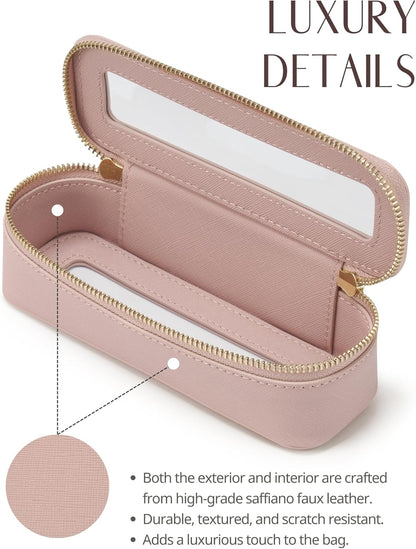Clear Makeup Bag Travel Cosmetic Case Transparent Toiletry Bag with Zipper, Portable Make Up Organizer Traveling Compact Car Bag for Essentials, Sage Green, Medium