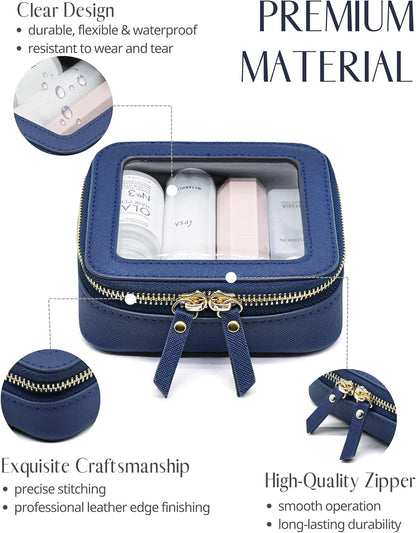 Clear Makeup Bag Travel Cosmetic Case Transparent Toiletry Bag with Zipper, Portable Make Up Organizer Traveling Compact Car Bag for Essentials, Sage Green, Medium