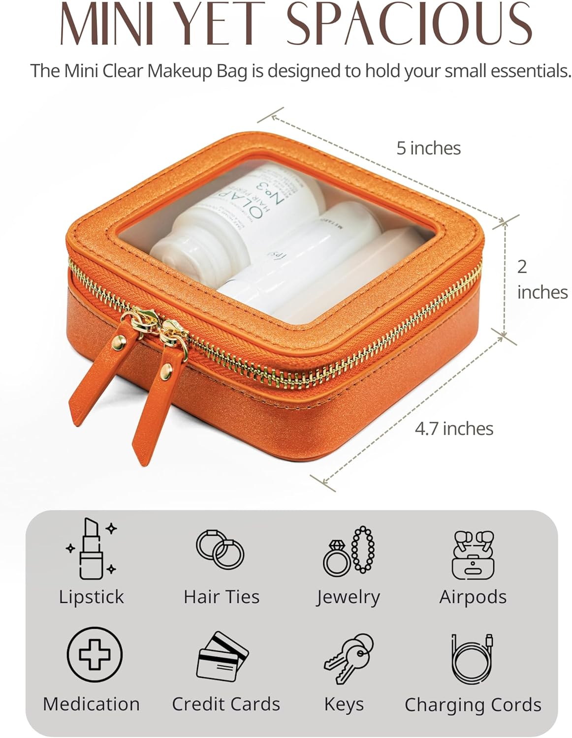Clear Makeup Bag Travel Cosmetic Case Transparent Toiletry Bag with Zipper, Portable Make Up Organizer Traveling Compact Car Bag for Essentials, Sage Green, Medium