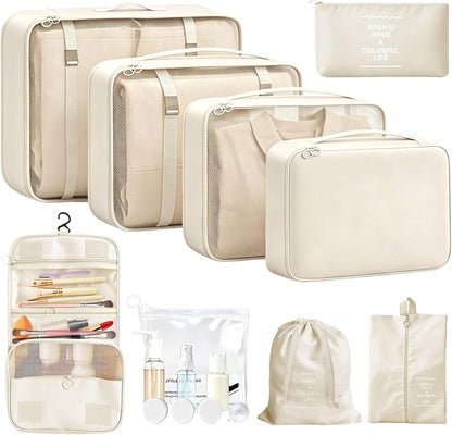 17 Set Packing Cubes for Travel, Luggage Organizer Bags with Travel Size Bottles, Lightweight Suitcase Organizer Bags Set, Travel Essentials and Accessories Packing Cubes for Women Men