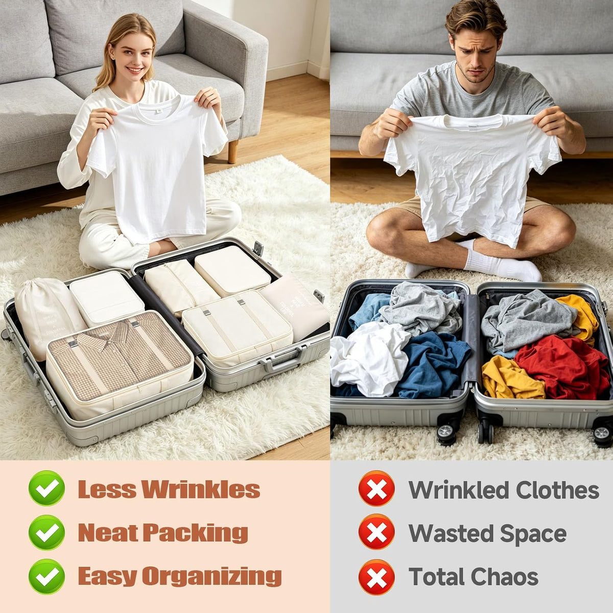 17 Set Packing Cubes for Travel, Luggage Organizer Bags with Travel Size Bottles, Lightweight Suitcase Organizer Bags Set, Travel Essentials and Accessories Packing Cubes for Women Men