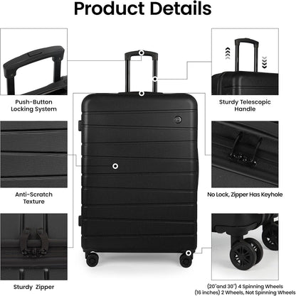 Luggage Sets 2 Piece（16in/30in）ABS Hard Shell Suitcase with Spinner Wheels and NO LOCK,Scratch-Resistant Surface,Lightweight Durable Rolling Suitcase for Men/Women（Rose Gold,16in/30in)