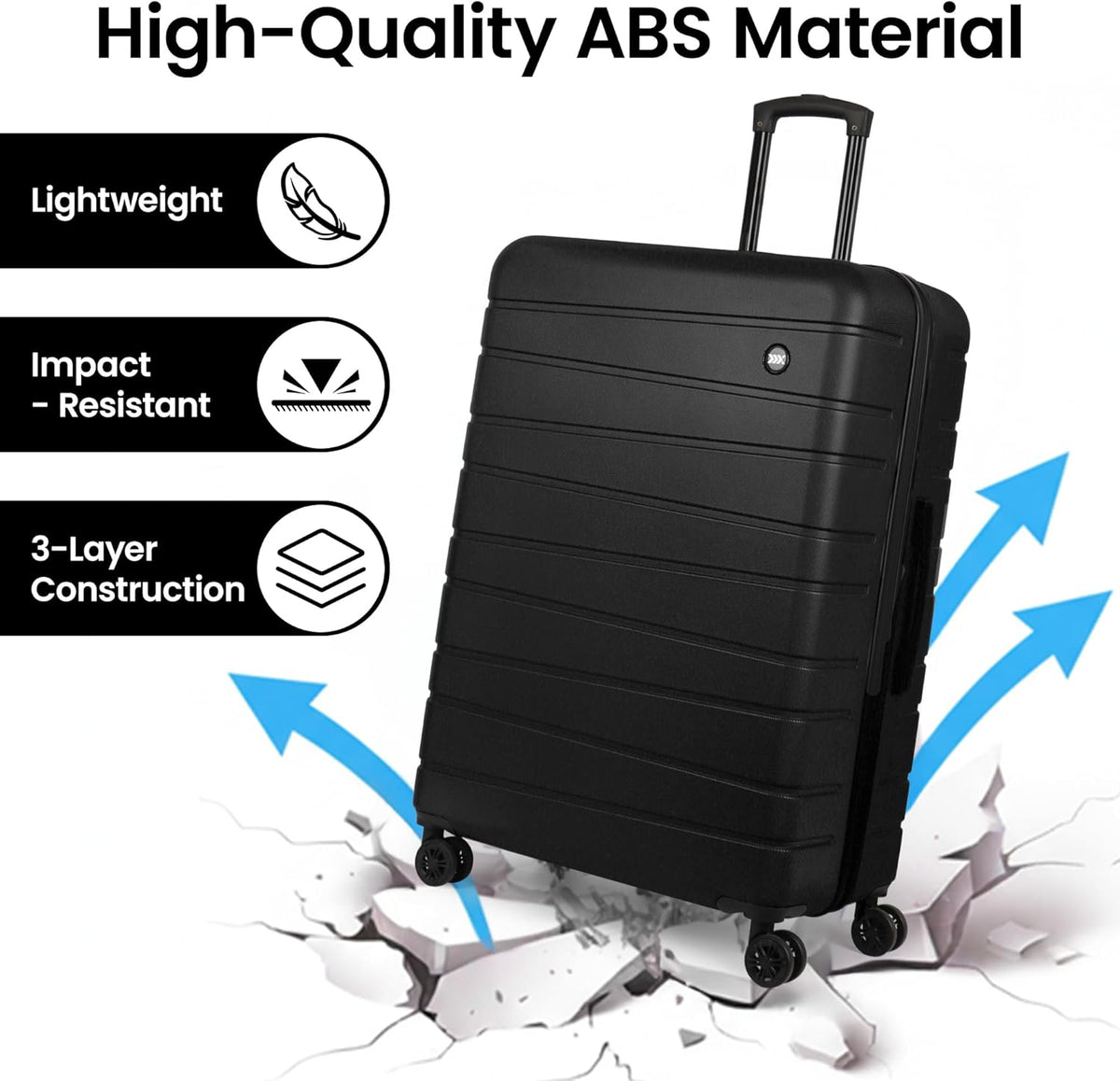 Luggage Sets 2 Piece（16in/30in）ABS Hard Shell Suitcase with Spinner Wheels and NO LOCK,Scratch-Resistant Surface,Lightweight Durable Rolling Suitcase for Men/Women（Rose Gold,16in/30in)