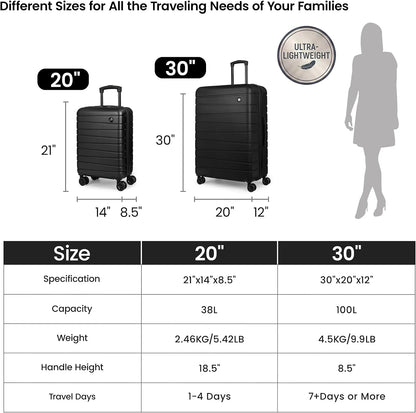 Luggage Sets 2 Piece（16in/30in）ABS Hard Shell Suitcase with Spinner Wheels and NO LOCK,Scratch-Resistant Surface,Lightweight Durable Rolling Suitcase for Men/Women（Rose Gold,16in/30in)