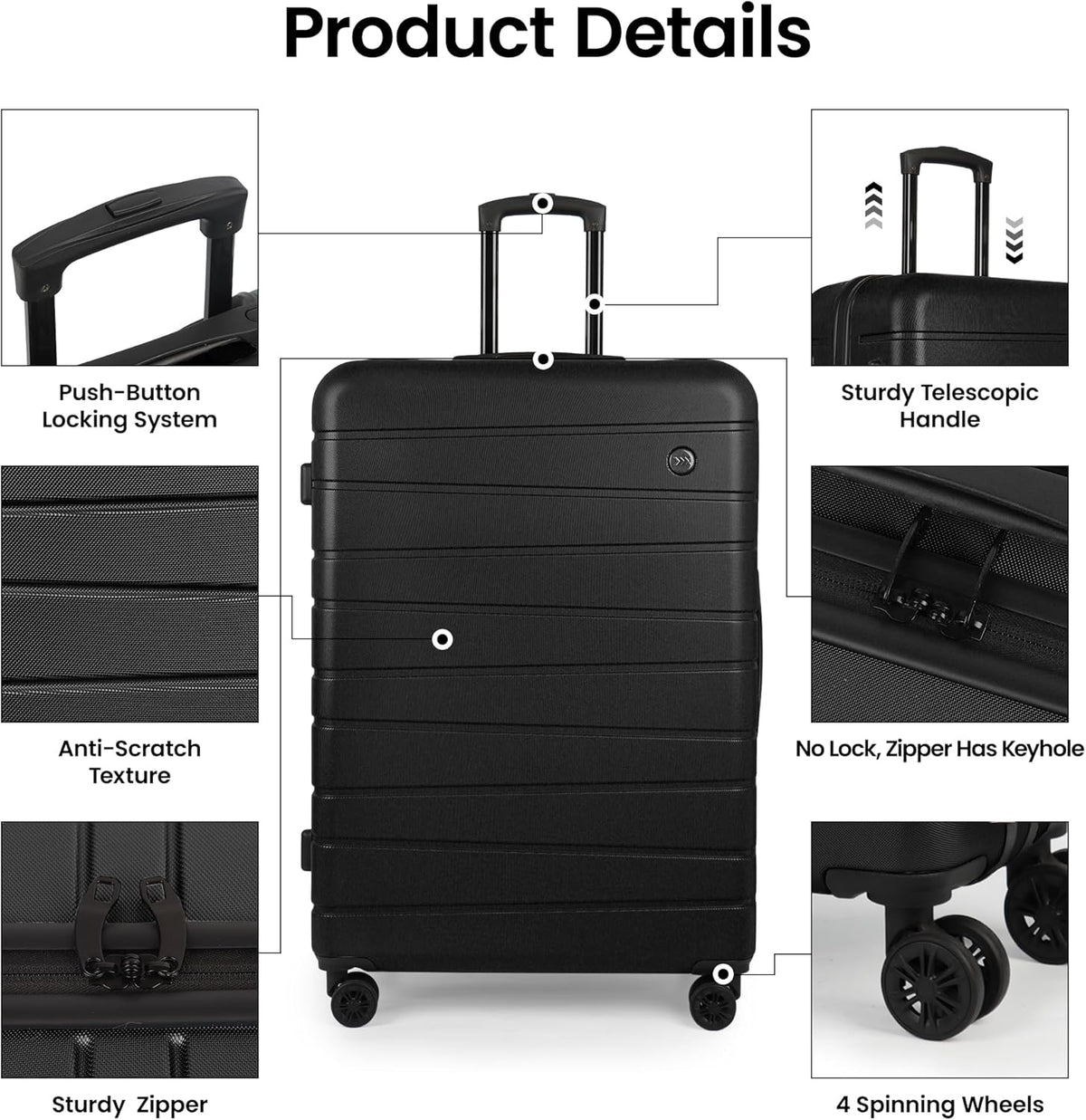 Luggage Sets 2 Piece（16in/30in）ABS Hard Shell Suitcase with Spinner Wheels and NO LOCK,Scratch-Resistant Surface,Lightweight Durable Rolling Suitcase for Men/Women（Rose Gold,16in/30in)
