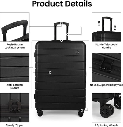 Luggage Sets 2 Piece（16in/30in）ABS Hard Shell Suitcase with Spinner Wheels and NO LOCK,Scratch-Resistant Surface,Lightweight Durable Rolling Suitcase for Men/Women（Rose Gold,16in/30in)