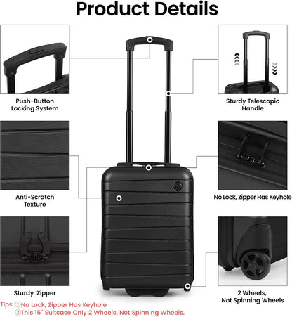 Luggage Sets 2 Piece（16in/30in）ABS Hard Shell Suitcase with Spinner Wheels and NO LOCK,Scratch-Resistant Surface,Lightweight Durable Rolling Suitcase for Men/Women（Rose Gold,16in/30in)