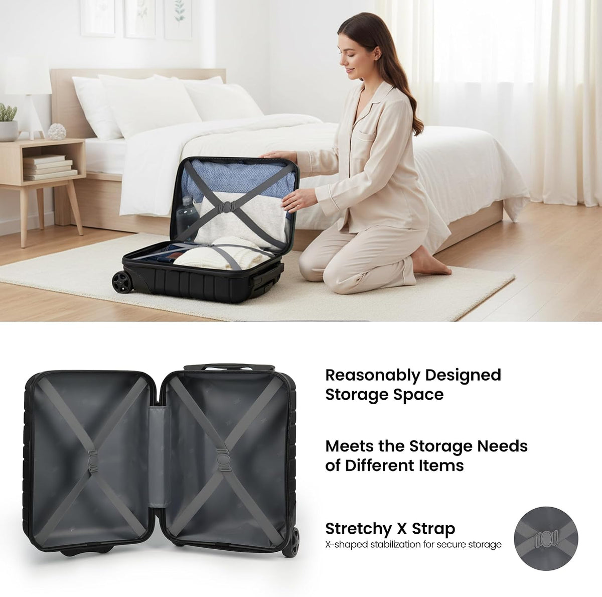 Luggage Sets 2 Piece（16in/30in）ABS Hard Shell Suitcase with Spinner Wheels and NO LOCK,Scratch-Resistant Surface,Lightweight Durable Rolling Suitcase for Men/Women（Rose Gold,16in/30in)