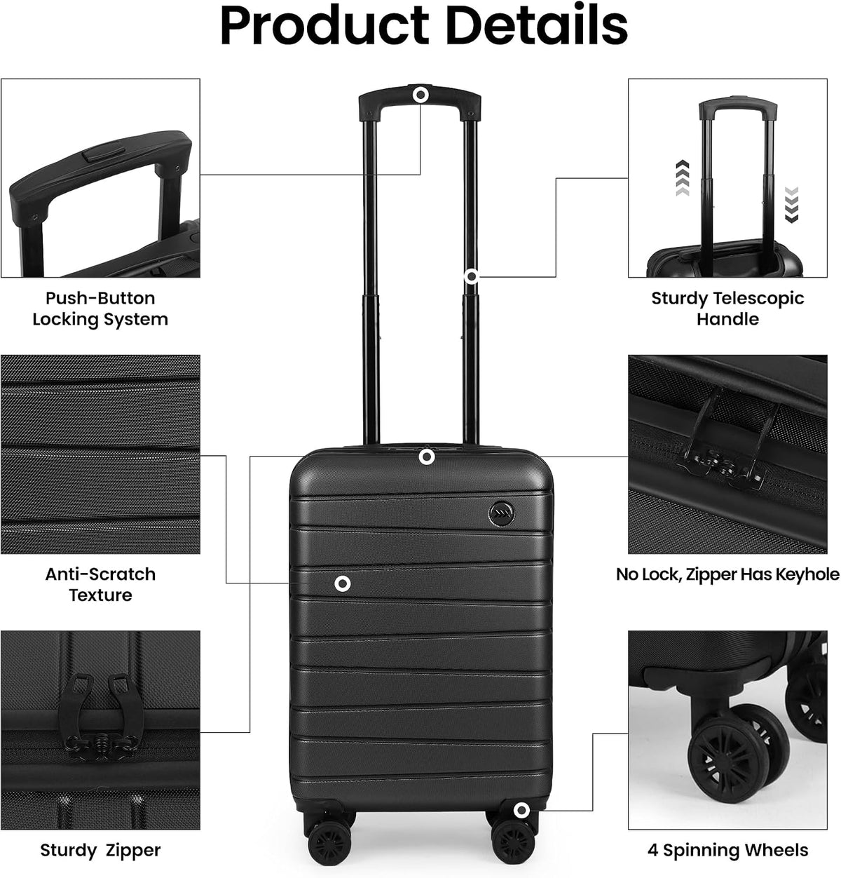 Luggage Sets 2 Piece（16in/30in）ABS Hard Shell Suitcase with Spinner Wheels and NO LOCK,Scratch-Resistant Surface,Lightweight Durable Rolling Suitcase for Men/Women（Rose Gold,16in/30in)