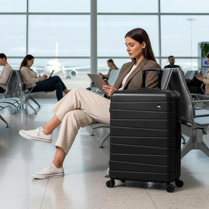Luggage Sets 2 Piece（16in/30in）ABS Hard Shell Suitcase with Spinner Wheels and NO LOCK,Scratch-Resistant Surface,Lightweight Durable Rolling Suitcase for Men/Women（Rose Gold,16in/30in)