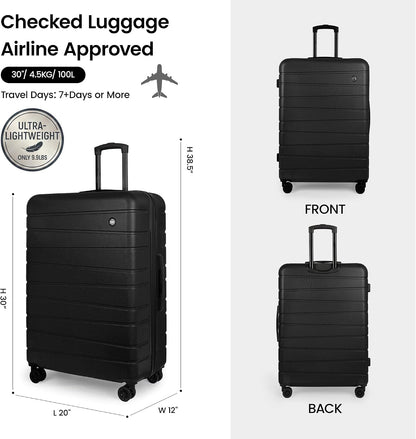 Luggage Sets 2 Piece（16in/30in）ABS Hard Shell Suitcase with Spinner Wheels and NO LOCK,Scratch-Resistant Surface,Lightweight Durable Rolling Suitcase for Men/Women（Rose Gold,16in/30in)