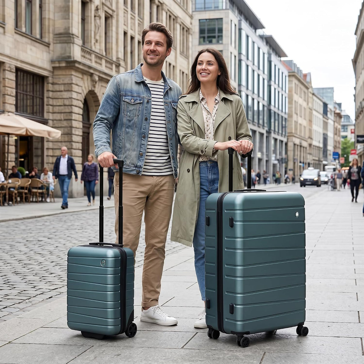 Luggage Sets 2 Piece（16in/30in）ABS Hard Shell Suitcase with Spinner Wheels and NO LOCK,Scratch-Resistant Surface,Lightweight Durable Rolling Suitcase for Men/Women（Rose Gold,16in/30in)
