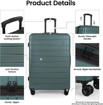 Luggage Sets 2 Piece（16in/30in）ABS Hard Shell Suitcase with Spinner Wheels and NO LOCK,Scratch-Resistant Surface,Lightweight Durable Rolling Suitcase for Men/Women（Rose Gold,16in/30in)