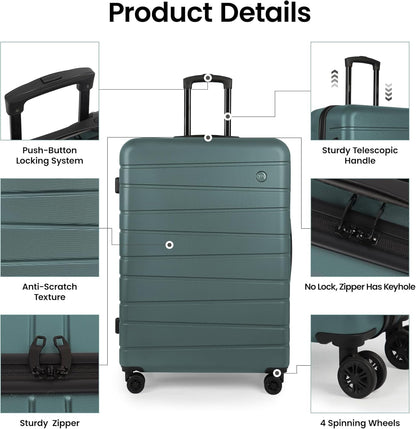 Luggage Sets 2 Piece（16in/30in）ABS Hard Shell Suitcase with Spinner Wheels and NO LOCK,Scratch-Resistant Surface,Lightweight Durable Rolling Suitcase for Men/Women（Rose Gold,16in/30in)