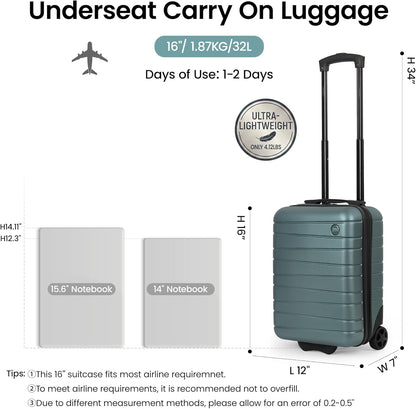 Luggage Sets 2 Piece（16in/30in）ABS Hard Shell Suitcase with Spinner Wheels and NO LOCK,Scratch-Resistant Surface,Lightweight Durable Rolling Suitcase for Men/Women（Rose Gold,16in/30in)