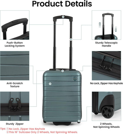 Luggage Sets 2 Piece（16in/30in）ABS Hard Shell Suitcase with Spinner Wheels and NO LOCK,Scratch-Resistant Surface,Lightweight Durable Rolling Suitcase for Men/Women（Rose Gold,16in/30in)