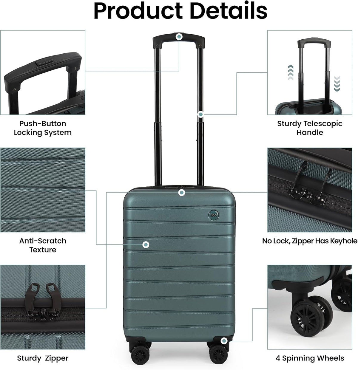 Luggage Sets 2 Piece（16in/30in）ABS Hard Shell Suitcase with Spinner Wheels and NO LOCK,Scratch-Resistant Surface,Lightweight Durable Rolling Suitcase for Men/Women（Rose Gold,16in/30in)