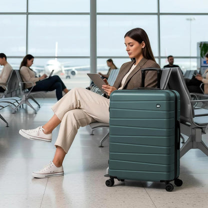 Luggage Sets 2 Piece（16in/30in）ABS Hard Shell Suitcase with Spinner Wheels and NO LOCK,Scratch-Resistant Surface,Lightweight Durable Rolling Suitcase for Men/Women（Rose Gold,16in/30in)