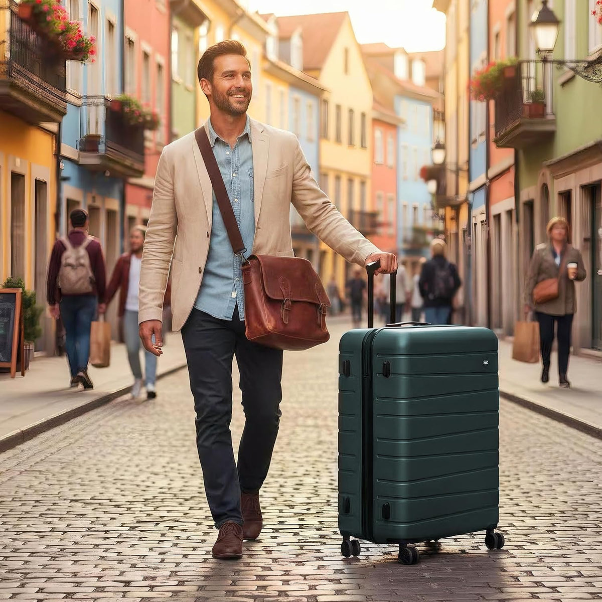 Luggage Sets 2 Piece（16in/30in）ABS Hard Shell Suitcase with Spinner Wheels and NO LOCK,Scratch-Resistant Surface,Lightweight Durable Rolling Suitcase for Men/Women（Rose Gold,16in/30in)