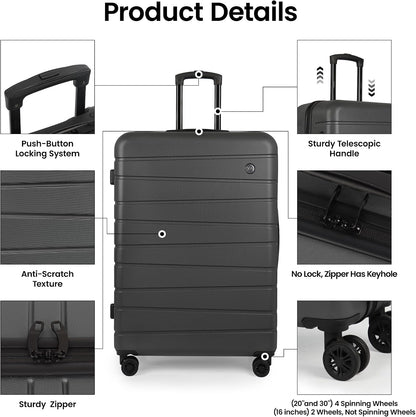Luggage Sets 2 Piece（16in/30in）ABS Hard Shell Suitcase with Spinner Wheels and NO LOCK,Scratch-Resistant Surface,Lightweight Durable Rolling Suitcase for Men/Women（Rose Gold,16in/30in)
