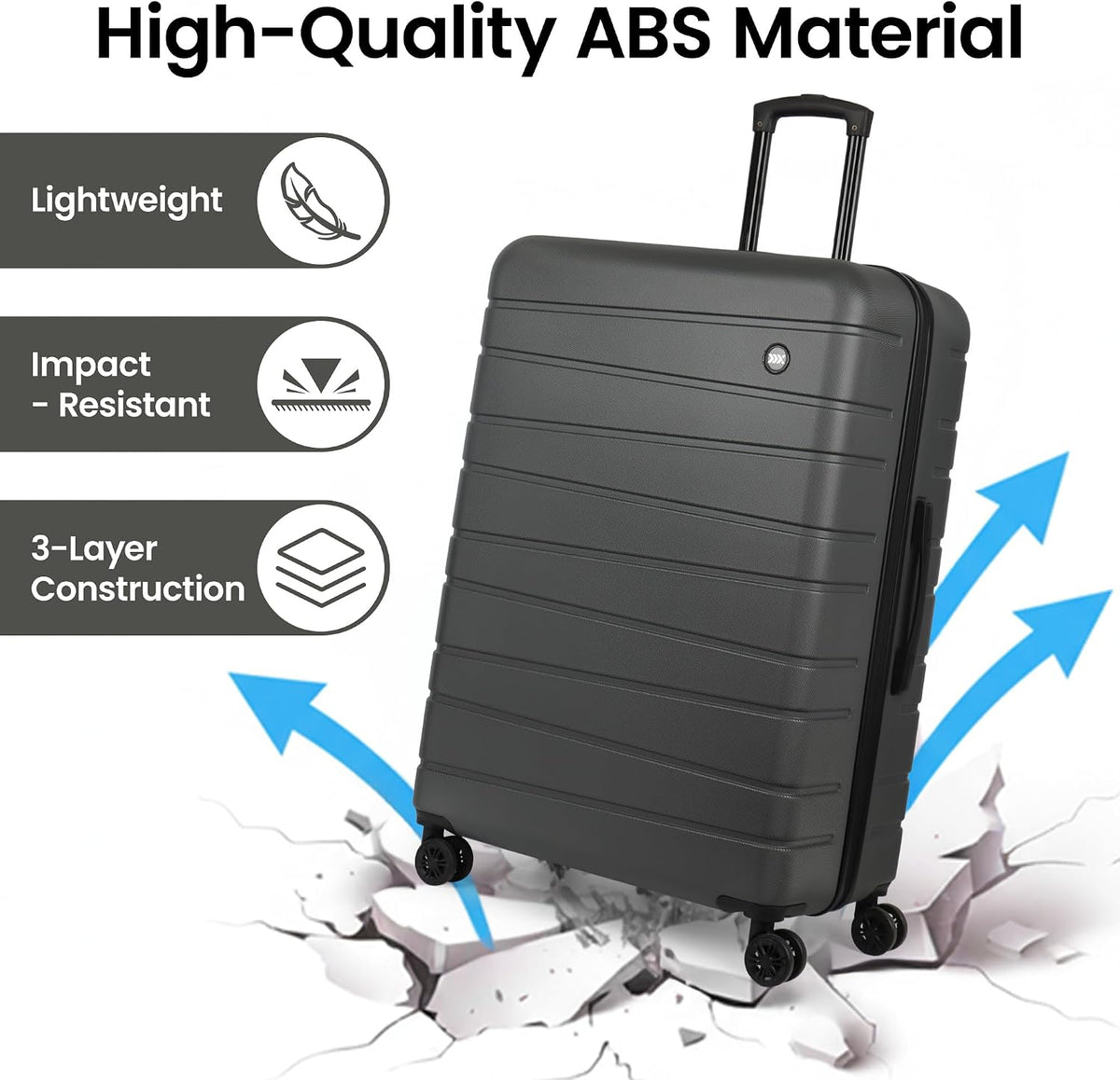 Luggage Sets 2 Piece（16in/30in）ABS Hard Shell Suitcase with Spinner Wheels and NO LOCK,Scratch-Resistant Surface,Lightweight Durable Rolling Suitcase for Men/Women（Rose Gold,16in/30in)