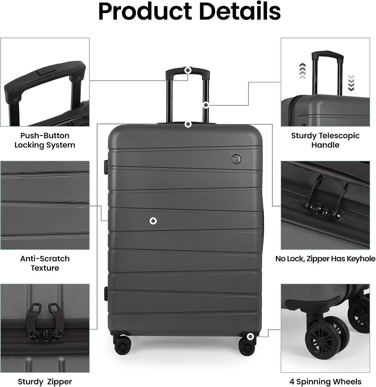 Luggage Sets 2 Piece（16in/30in）ABS Hard Shell Suitcase with Spinner Wheels and NO LOCK,Scratch-Resistant Surface,Lightweight Durable Rolling Suitcase for Men/Women（Rose Gold,16in/30in)