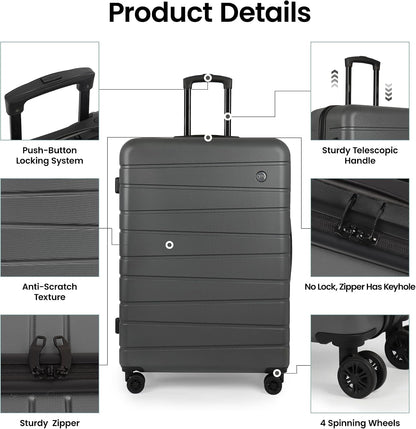 Luggage Sets 2 Piece（16in/30in）ABS Hard Shell Suitcase with Spinner Wheels and NO LOCK,Scratch-Resistant Surface,Lightweight Durable Rolling Suitcase for Men/Women（Rose Gold,16in/30in)