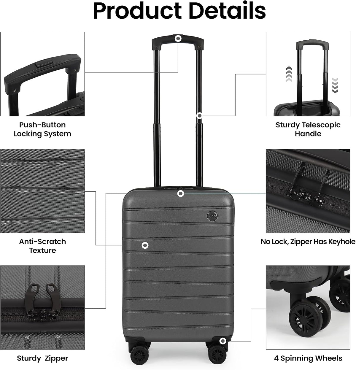 Luggage Sets 2 Piece（16in/30in）ABS Hard Shell Suitcase with Spinner Wheels and NO LOCK,Scratch-Resistant Surface,Lightweight Durable Rolling Suitcase for Men/Women（Rose Gold,16in/30in)