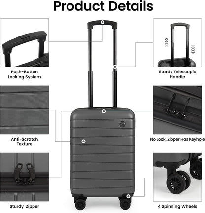 Luggage Sets 2 Piece（16in/30in）ABS Hard Shell Suitcase with Spinner Wheels and NO LOCK,Scratch-Resistant Surface,Lightweight Durable Rolling Suitcase for Men/Women（Rose Gold,16in/30in)