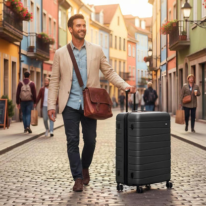 Luggage Sets 2 Piece（16in/30in）ABS Hard Shell Suitcase with Spinner Wheels and NO LOCK,Scratch-Resistant Surface,Lightweight Durable Rolling Suitcase for Men/Women（Rose Gold,16in/30in)
