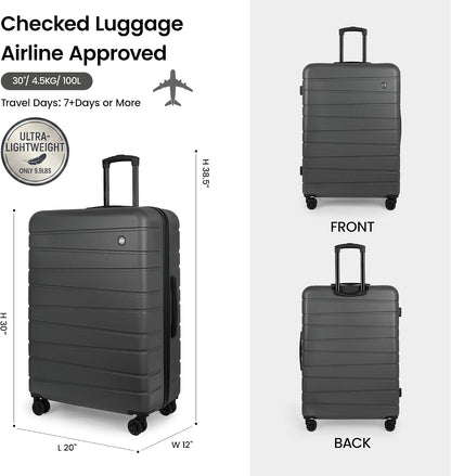 Luggage Sets 2 Piece（16in/30in）ABS Hard Shell Suitcase with Spinner Wheels and NO LOCK,Scratch-Resistant Surface,Lightweight Durable Rolling Suitcase for Men/Women（Rose Gold,16in/30in)