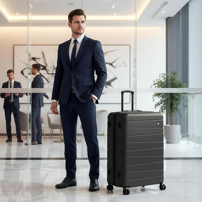 Luggage Sets 2 Piece（16in/30in）ABS Hard Shell Suitcase with Spinner Wheels and NO LOCK,Scratch-Resistant Surface,Lightweight Durable Rolling Suitcase for Men/Women（Rose Gold,16in/30in)