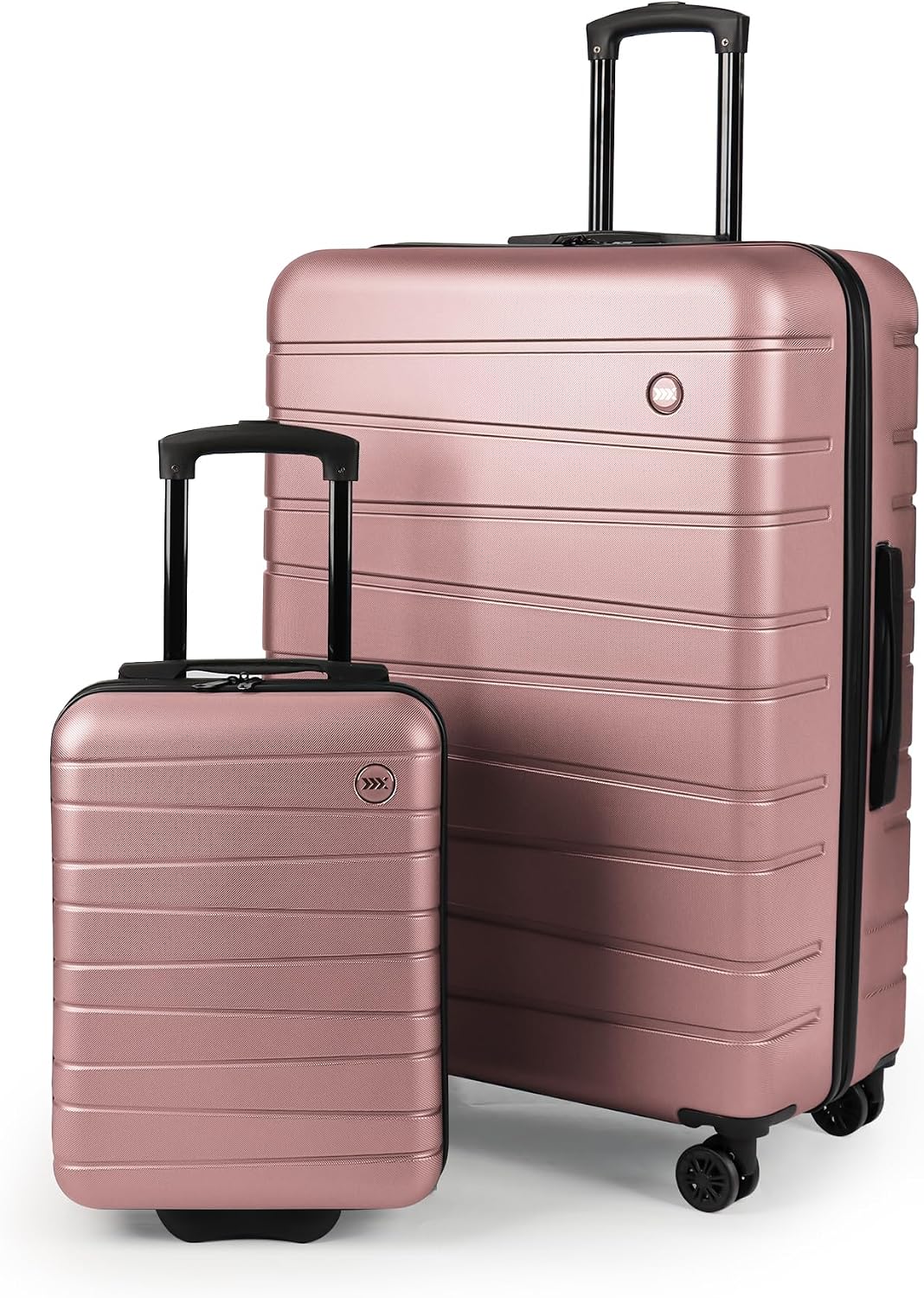 Luggage Sets 2 Piece（16in/30in）ABS Hard Shell Suitcase with Spinner Wheels and NO LOCK,Scratch-Resistant Surface,Lightweight Durable Rolling Suitcase for Men/Women（Rose Gold,16in/30in)