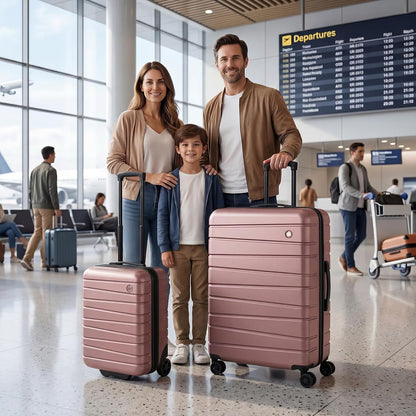 Luggage Sets 2 Piece（16in/30in）ABS Hard Shell Suitcase with Spinner Wheels and NO LOCK,Scratch-Resistant Surface,Lightweight Durable Rolling Suitcase for Men/Women（Rose Gold,16in/30in)
