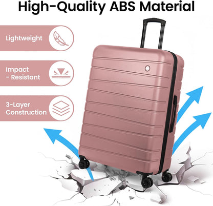 Luggage Sets 2 Piece（16in/30in）ABS Hard Shell Suitcase with Spinner Wheels and NO LOCK,Scratch-Resistant Surface,Lightweight Durable Rolling Suitcase for Men/Women（Rose Gold,16in/30in)