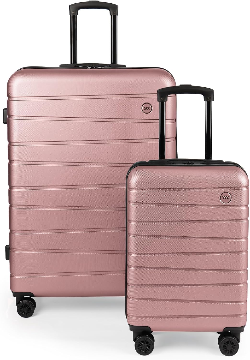 Luggage Sets 2 Piece（16in/30in）ABS Hard Shell Suitcase with Spinner Wheels and NO LOCK,Scratch-Resistant Surface,Lightweight Durable Rolling Suitcase for Men/Women（Rose Gold,16in/30in)
