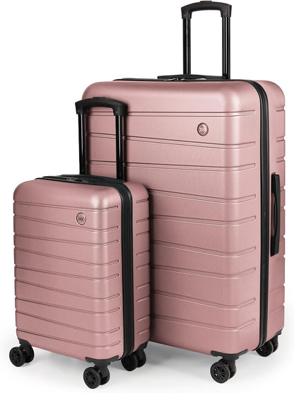 Luggage Sets 2 Piece（16in/30in）ABS Hard Shell Suitcase with Spinner Wheels and NO LOCK,Scratch-Resistant Surface,Lightweight Durable Rolling Suitcase for Men/Women（Rose Gold,16in/30in)