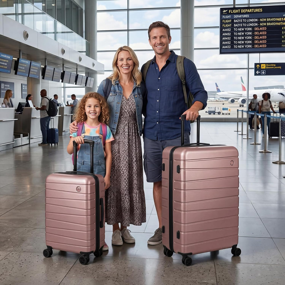 Luggage Sets 2 Piece（16in/30in）ABS Hard Shell Suitcase with Spinner Wheels and NO LOCK,Scratch-Resistant Surface,Lightweight Durable Rolling Suitcase for Men/Women（Rose Gold,16in/30in)