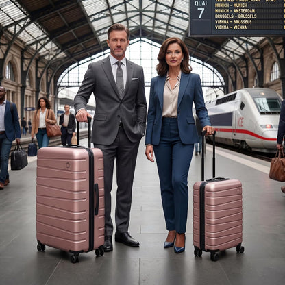 Luggage Sets 2 Piece（16in/30in）ABS Hard Shell Suitcase with Spinner Wheels and NO LOCK,Scratch-Resistant Surface,Lightweight Durable Rolling Suitcase for Men/Women（Rose Gold,16in/30in)