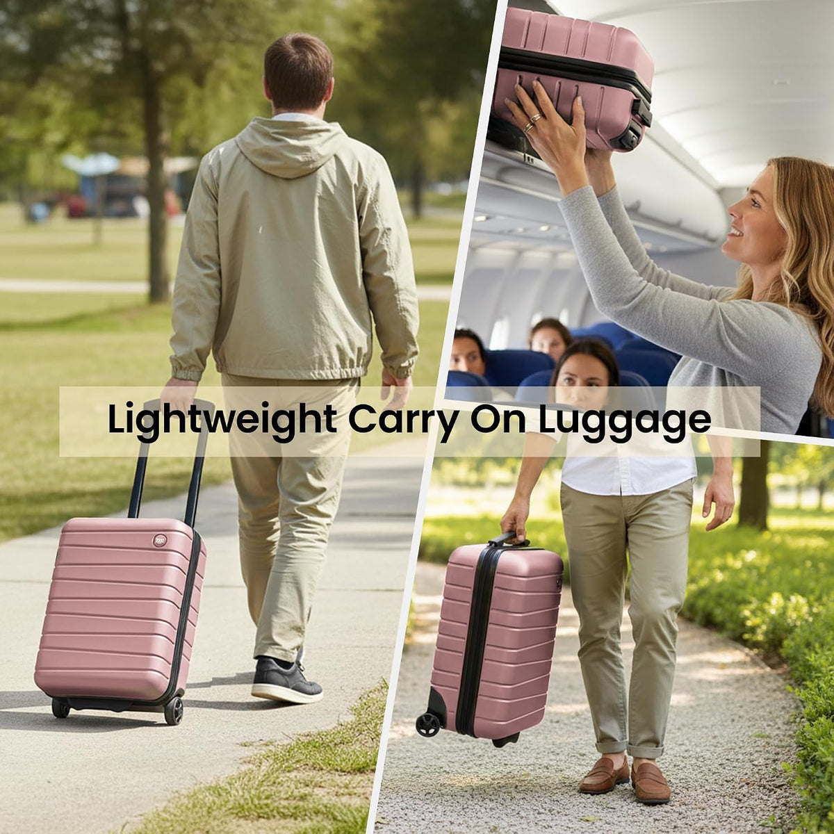 Luggage Sets 2 Piece（16in/30in）ABS Hard Shell Suitcase with Spinner Wheels and NO LOCK,Scratch-Resistant Surface,Lightweight Durable Rolling Suitcase for Men/Women（Rose Gold,16in/30in)