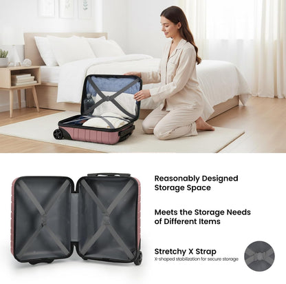 Luggage Sets 2 Piece（16in/30in）ABS Hard Shell Suitcase with Spinner Wheels and NO LOCK,Scratch-Resistant Surface,Lightweight Durable Rolling Suitcase for Men/Women（Rose Gold,16in/30in)