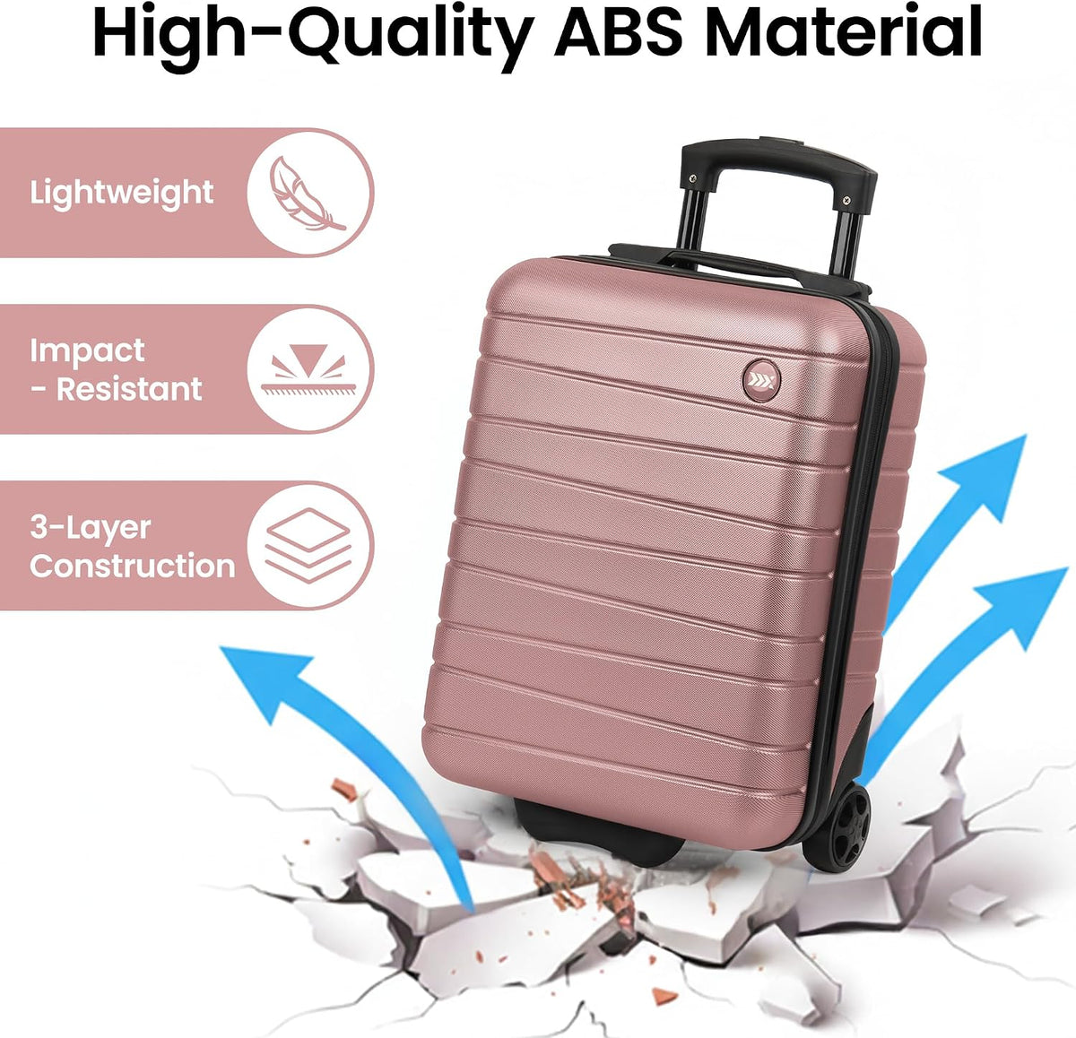 Luggage Sets 2 Piece（16in/30in）ABS Hard Shell Suitcase with Spinner Wheels and NO LOCK,Scratch-Resistant Surface,Lightweight Durable Rolling Suitcase for Men/Women（Rose Gold,16in/30in)