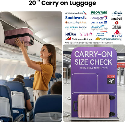 Luggage Sets 2 Piece（16in/30in）ABS Hard Shell Suitcase with Spinner Wheels and NO LOCK,Scratch-Resistant Surface,Lightweight Durable Rolling Suitcase for Men/Women（Rose Gold,16in/30in)