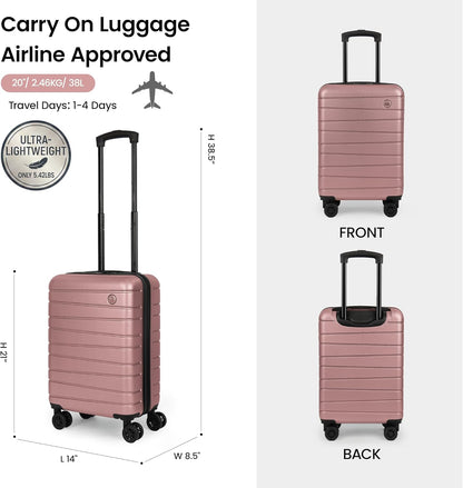 Luggage Sets 2 Piece（16in/30in）ABS Hard Shell Suitcase with Spinner Wheels and NO LOCK,Scratch-Resistant Surface,Lightweight Durable Rolling Suitcase for Men/Women（Rose Gold,16in/30in)