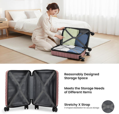 Luggage Sets 2 Piece（16in/30in）ABS Hard Shell Suitcase with Spinner Wheels and NO LOCK,Scratch-Resistant Surface,Lightweight Durable Rolling Suitcase for Men/Women（Rose Gold,16in/30in)