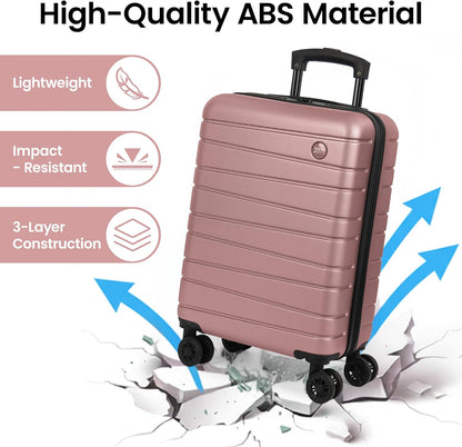 Luggage Sets 2 Piece（16in/30in）ABS Hard Shell Suitcase with Spinner Wheels and NO LOCK,Scratch-Resistant Surface,Lightweight Durable Rolling Suitcase for Men/Women（Rose Gold,16in/30in)